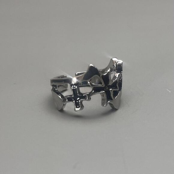 Other Other - Y2K Vintage Silver Double Cross Ring – Adjustable Size, Unisex, Brand New